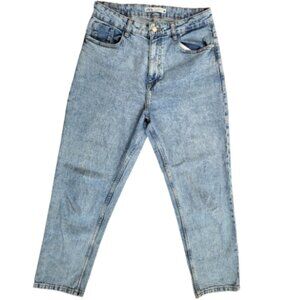 ZARA High Rise Light Wash Blue Denim Mom Jeans - Women's USA 8